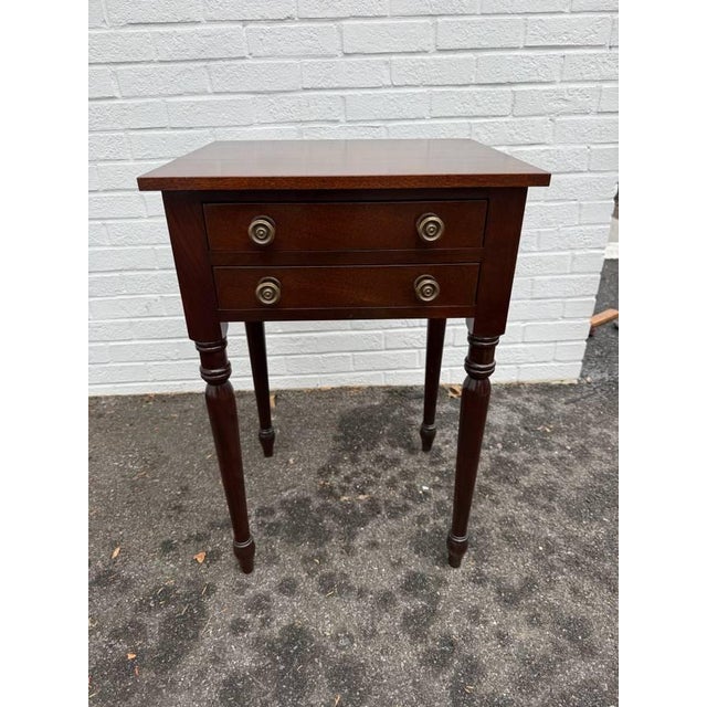 Vintage American Sheraton Two Drawer Nightstand Side Table Dovetail joint construction, well made, finished back Drawers...