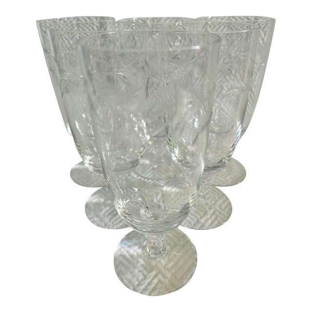 Mid to Late 20th Century Tiffin-Franciscan “Forever Yours” Etched Iced Tea Glasses- A Set of 6 For Sale