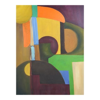 Mid 20th Century Abstract Colorful Shapes Painting For Sale