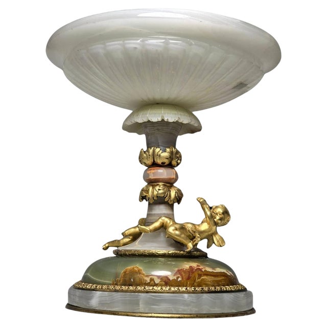 Gilded Bronze Agate and Algerian Onyx Centerpiece attributed to Eugène Cornu, 1890s For Sale
