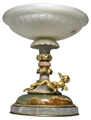 Gilded Bronze Agate and Algerian Onyx Centerpiece attributed to Eugène Cornu, 1890s