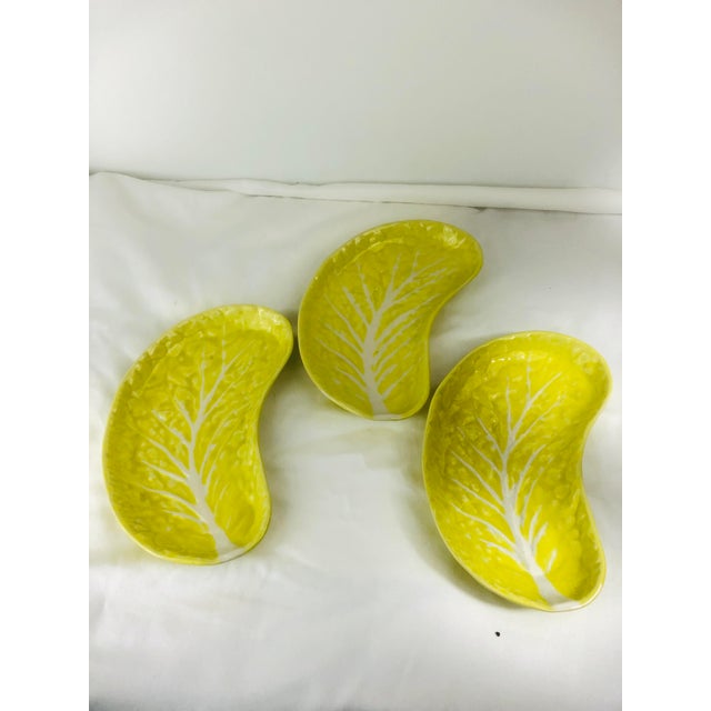Secla Yellow Cabbage Leaf Crescent Shape Salad Plates Set of 3 Chairish