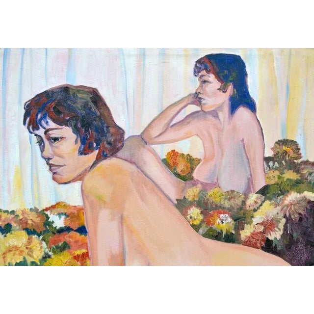 Wonderful figurative nude of "Michel" by Berkeley artist Patricia Gren Hayes (American, 20th Century), circa 1990. Signed...