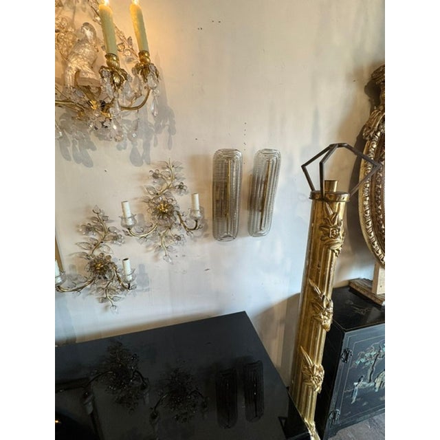 Modern Pair of Modern Murano Glass and Brass Sconces For Sale - Image 3 of 6
