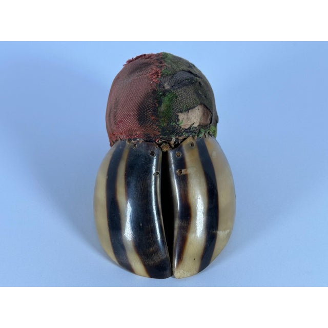 Antique Taxidermy Bovine Hoof Pincushion for your consideration. The hoof pincushion measures approx. 3 1/2 inches tall, 5...