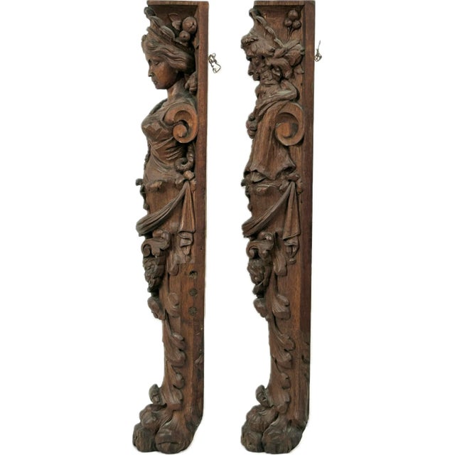 Pair of Carved Wooden Architectural Fragments For Sale In Tampa - Image 6 of 10