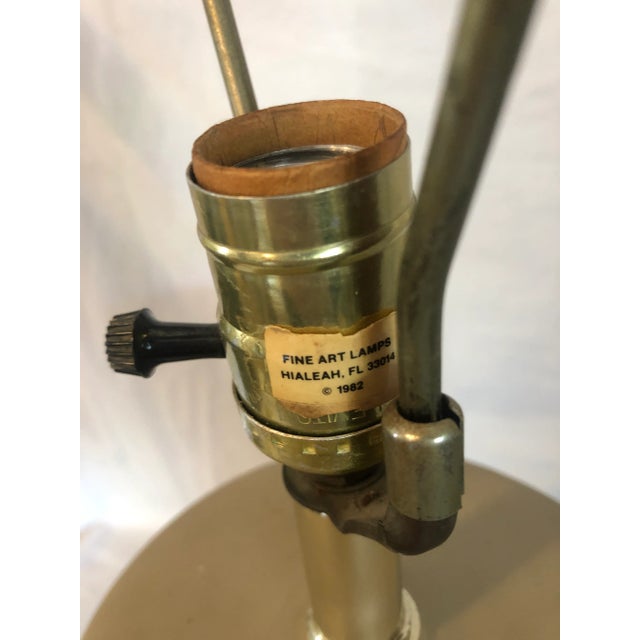 1980s 1982 Fine Art Lamps of Miami Green Ceramic Table Lamp For Sale - Image 5 of 6