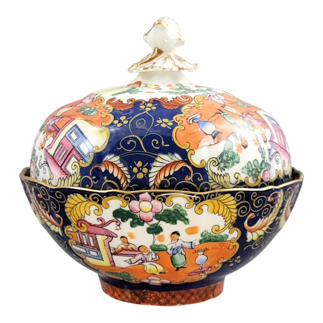 Patent Ironstone Chinoiserie Pattern Covered Bowl by Masons, 1820 For Sale - Image 3 of 14