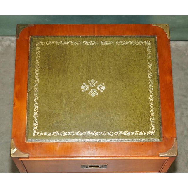 Military Campaign Side Tables with Green Leather, Set of 2 For Sale - Image 16 of 18
