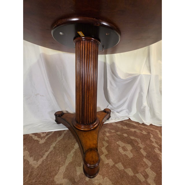 Theodore Alexander Geometric Inlaid Wood Round Pedestal Dining/Entry Table For Sale - Image 11 of 17
