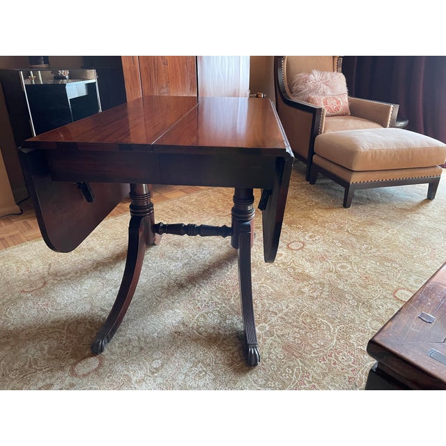 Wood 1930's Mahogany Drop Leaf Table With One Fold Out Leaf For Sale - Image 7 of 9