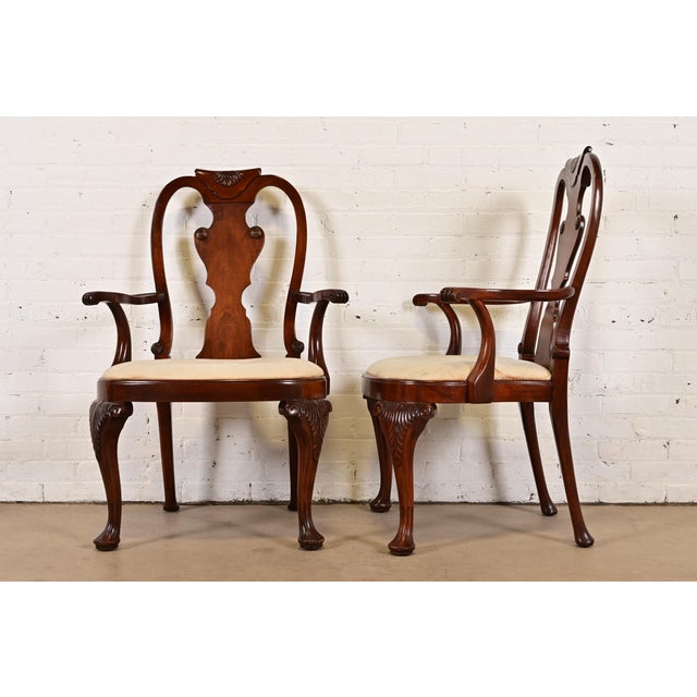 Baker Furniture Georgian Carved Mahogany Armchairs, Pair For Sale - Image 9 of 12