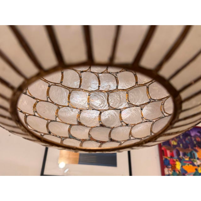 Metal World Market Natural Capiz Globe Pendant For Sale - Image 7 of 12