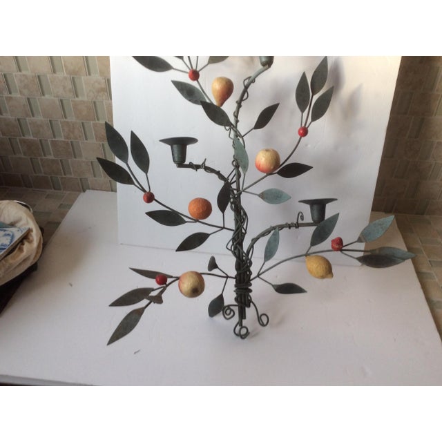 Painted Tole Candle Wall Sconce With Fruits Chairish