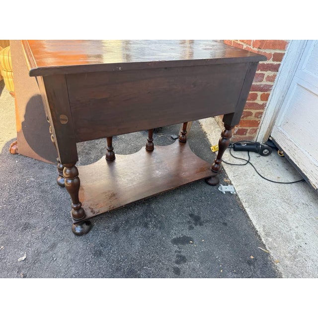 Antique William & Mary Walnut and Burl Walnut Veneer Lowboy Console Table For Sale - Image 17 of 17