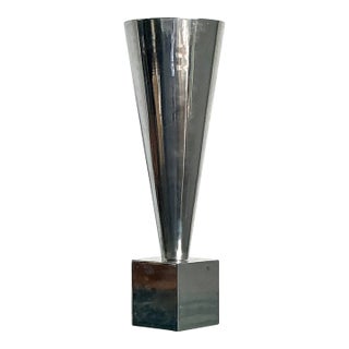 Vintage Monumental Az Cast Aluminum Cone Vase For Sale