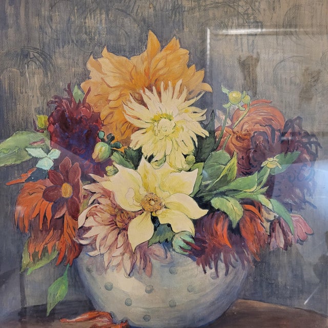 Black Louis-Germain Baligot, Flowers, 20th Century, Gouache For Sale - Image 8 of 18