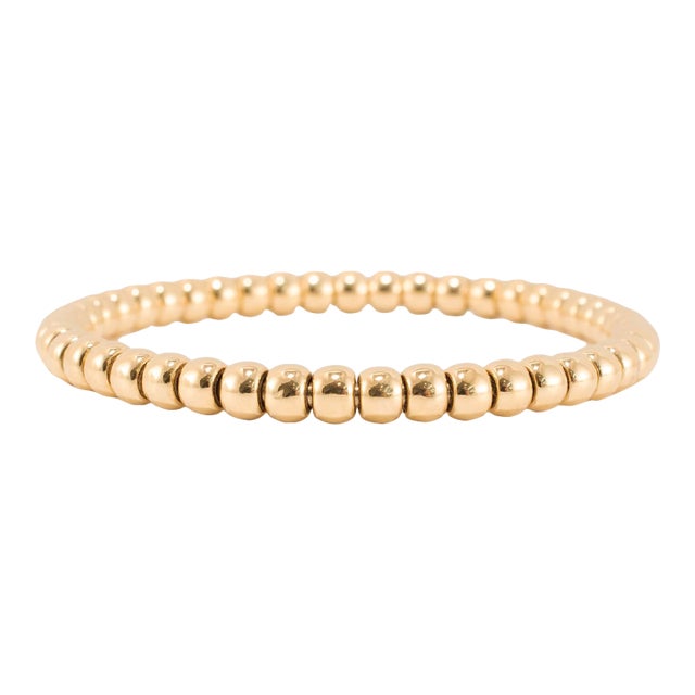Ladies 14k Yellow Gold Flexible Beads Link Bracelet For Sale