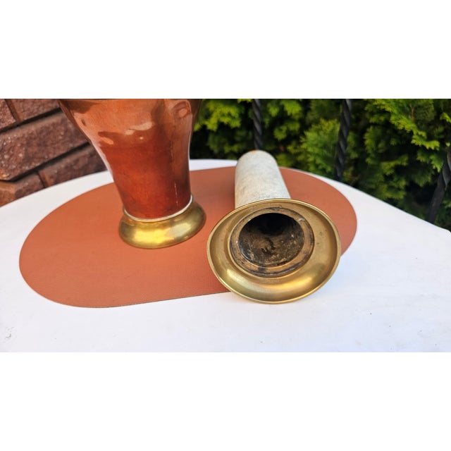 Art Nouveau Brass and Copper Vase with Embossed Floral Pattern, 1890s, Set of 2 For Sale - Image 6 of 8