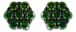 .925 Sterling Silver 4.0 Cttw Prong Set Round-Cut Treated Green Diamond Floral Cluster Stud Earring (Fancy Green Color, I1-I2 Clarity) - 2 Pieces