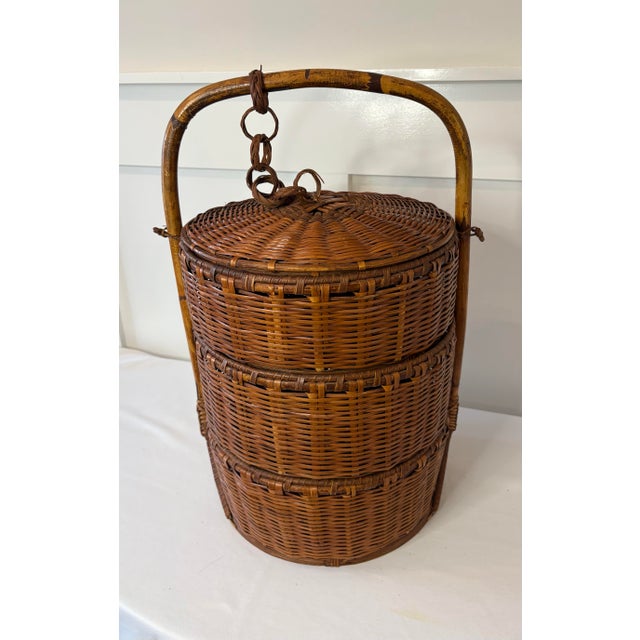Chinese 1950 Chinese 3 Tier Large Wedding Basket For Sale - Image 3 of 12