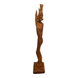 1950s Signed K. Dana (Mas, Bali) Elongated Art Deco Two-Piece Hardwood Sculpture For Sale