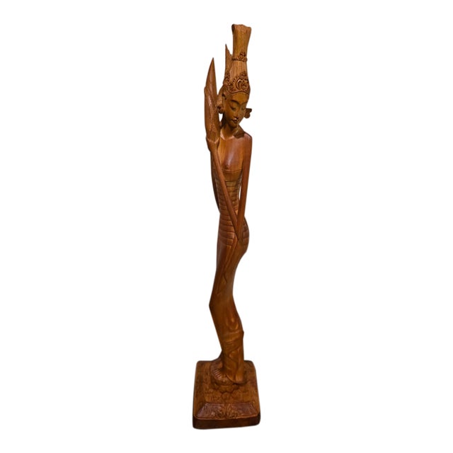 1950s Signed K. Dana (Mas, Bali) Elongated Art Deco Two-Piece Hardwood Sculpture For Sale