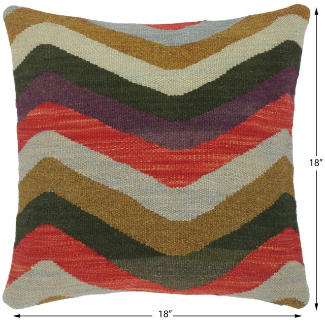 Geometric Turkish Nery Hand Woven Kilim Throw Pillow For Sale - Image 4 of 5