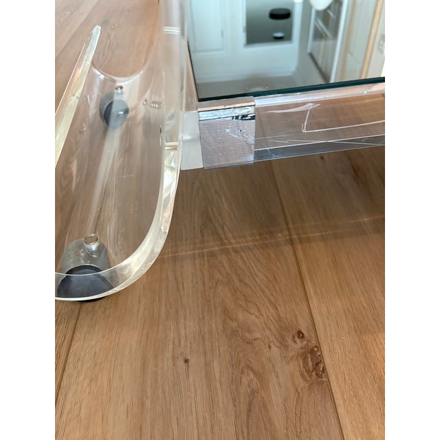 Mid Century Modern Lucite Bar Cart on Casters For Sale - Image 12 of 15