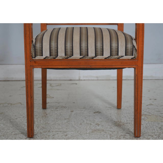 Textile Set of 6 Wheat Carved Back Neoclassical Dining Room Chairs For Sale - Image 7 of 18