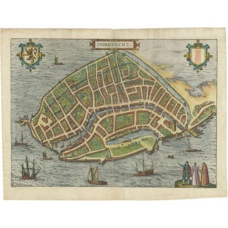 Antique Map of the City of Dordrecht by Braun & Hogenberg, 1581 For Sale