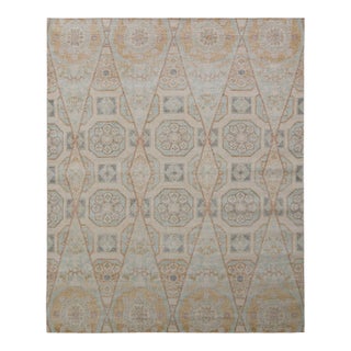 Rug & Kilim’s Oversized Kaleidoscope Rug in Cream and Blue , 13x19 For Sale
