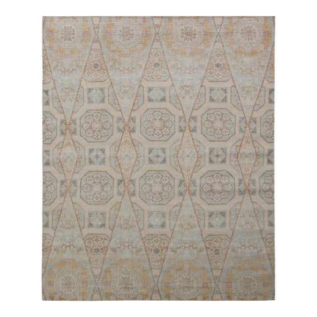Rug & Kilim’s Oversized Kaleidoscope Rug in Cream and Blue , 13x19 For Sale