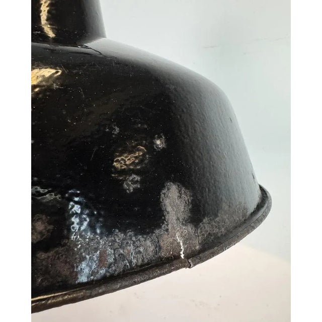 Industrial Black Enamel Factory Lamp with Cast Iron Top from Elektrosvit, 1950s For Sale - Image 9 of 18