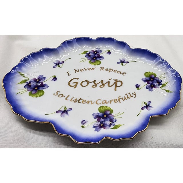 1960s Vintage Porcelain Wall Plate With Violets For Sale - Image 5 of 5