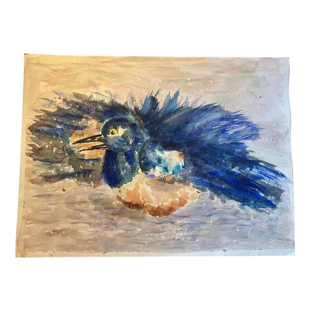 1980’s Original Abstract Expressionist Bird Watercolor Painting For Sale