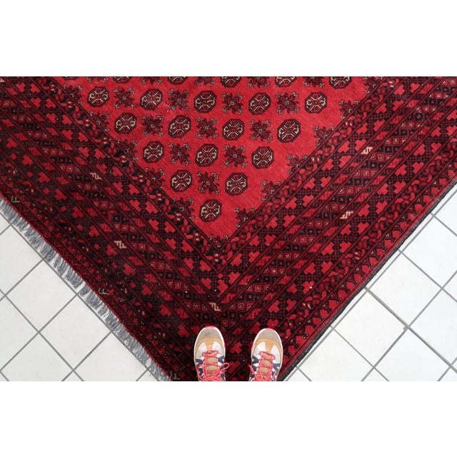 1920s, Antique Afghan Ersari Handmade Rug 6.8' X 9.4' For Sale - Image 4 of 18