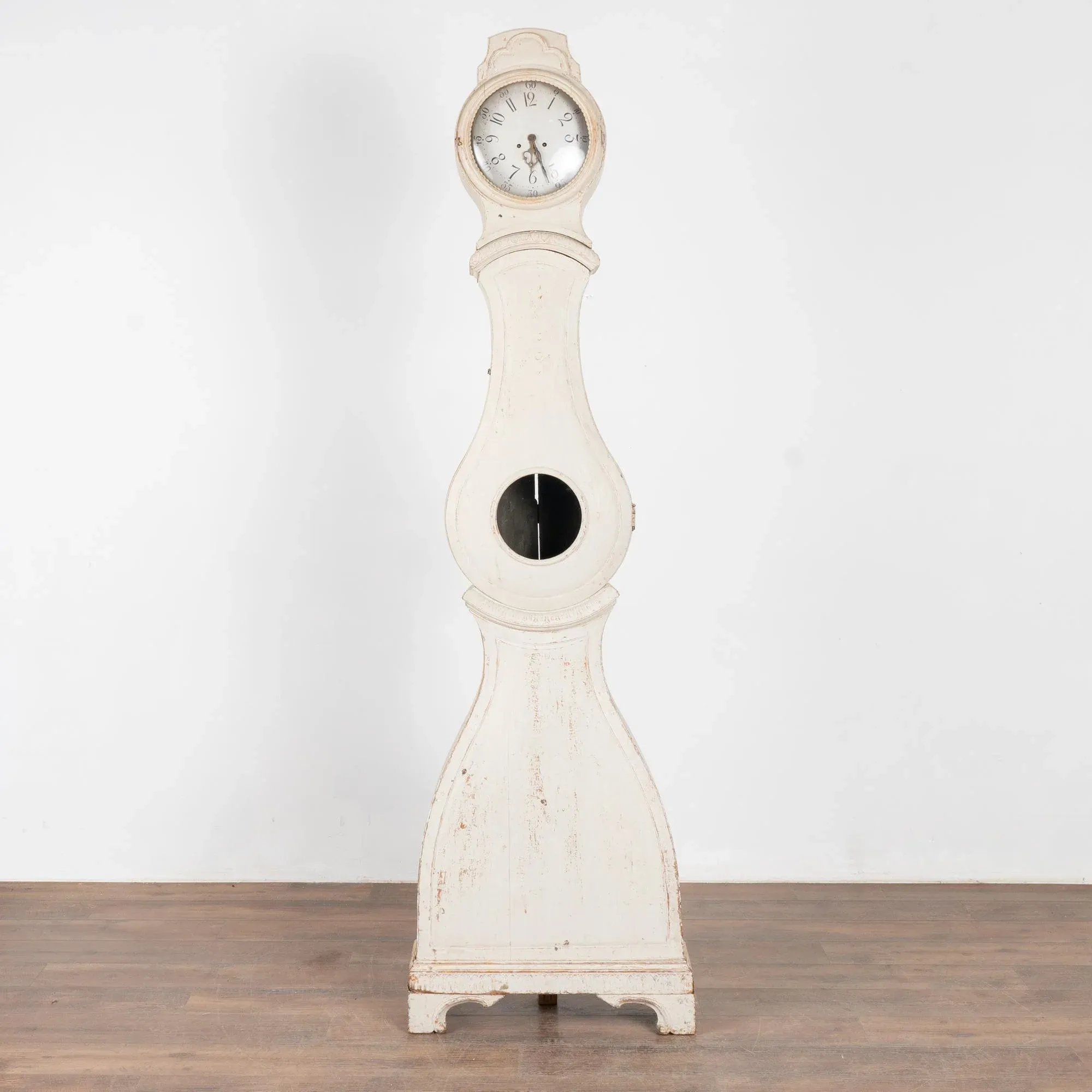 70ｓ☆ブローバ☆掛け時計☆置時計☆ホワイト☆ミッドセンチュリー☆アンティーク Tall White Swedish Pine Mora Grandfather Clock, Circa 1840 | Chairish