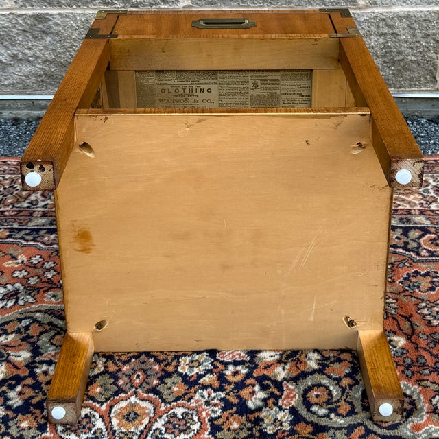 Vintage Dixie Campaigner Collection Campaign Pecan 1 Drawer Nightstand With Open Shelf For Sale - Image 12 of 14
