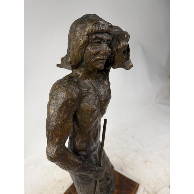 Wood Hand-Worked Bronze Sculpture, 1940s For Sale - Image 7 of 16