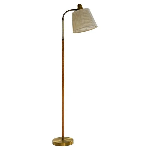 Mid-Century Modern Brass and Brown Leather Floor Lamp from Falkenbergs Belysning, Sweden, 1960s For Sale - Image 18 of 18