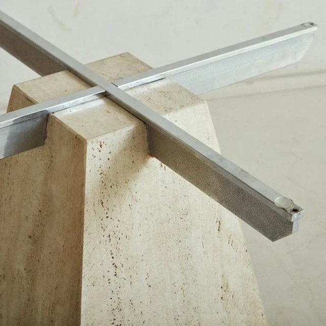 Blue Travertine Dining Table With Frosted Glass Top, Italy 1960s For Sale - Image 8 of 12