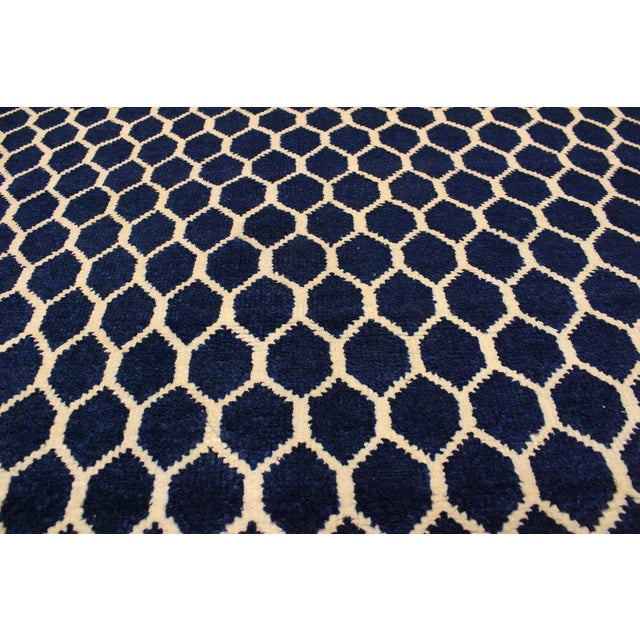 Modern Blue/Ivory Wool & Silk Rug 4'1 X 6'5 Chairish