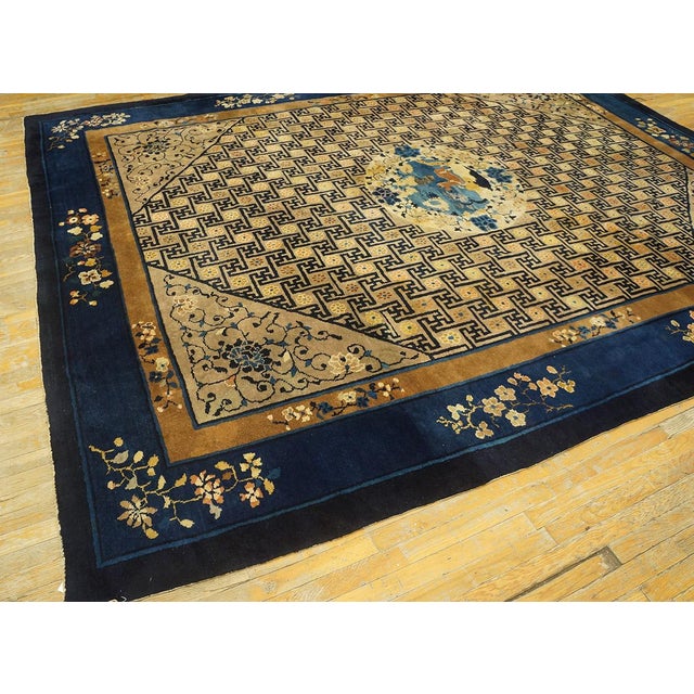 1900s Camel Classic Swastika Medallion Antique Chinese Peking Hand-Knotted Rug For Sale - Image 11 of 11