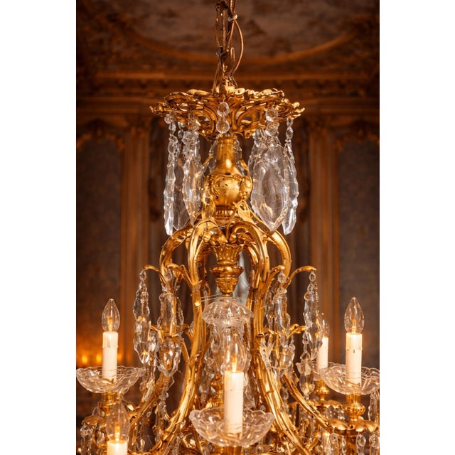 Mid 20th Century French Louis XVI Gold Bronze Chandelier For Sale - Image 4 of 17