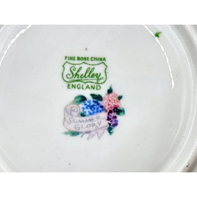 Shelley England Fine Bone China, Tea Cup, Saucer & Plate, Mid Century For Sale - Image 10 of 10