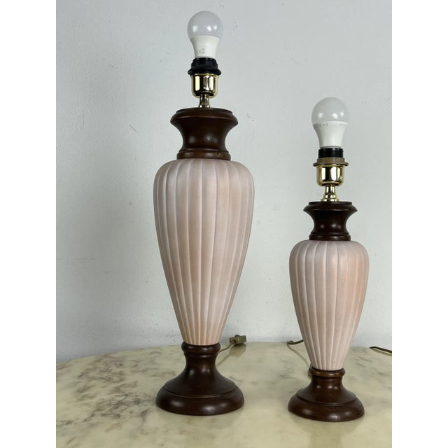 Brown Mid-Century Italian Wood and Ceramic Table Lamps, 1960s, Set of 3 For Sale - Image 8 of 9