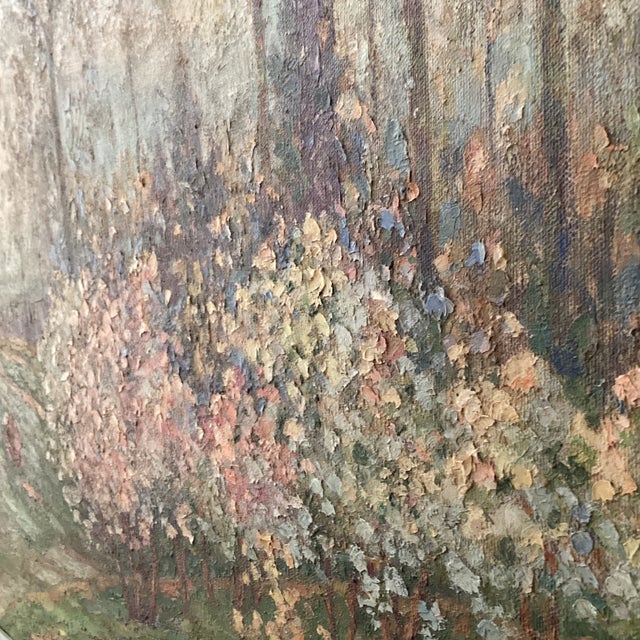 Impressionistic French Landscape Painting on Canvas" Blooming Trees" Signed Framed Circa 1934 For Sale - Image 10 of 12