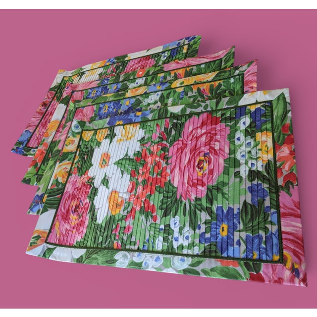 Vintage Easter Spring Floral Reversible Pleated Placemats and Matching Napkins- Set of 8 For Sale - Image 4 of 12