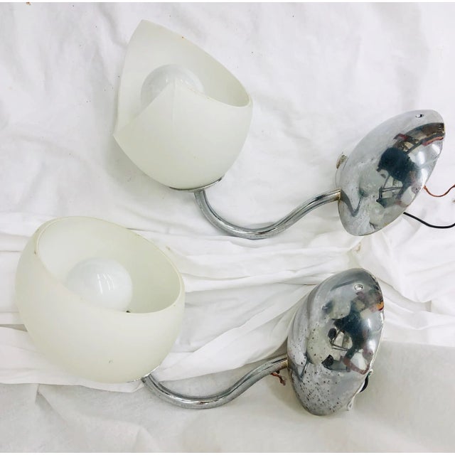 Silver Vtg Mid-Century Modern Italian Wall Sconces - a Pair For Sale - Image 8 of 12